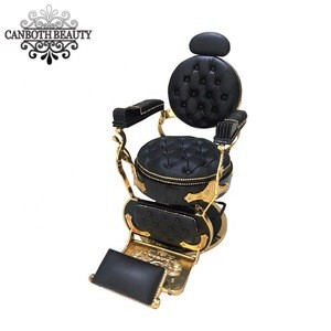 Hydraulic Black Gold Barber Chair for classic Barbershop CB-BC001