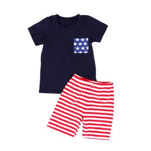 Independence Day kids summer clothing sets soft boutique outfits boy suit