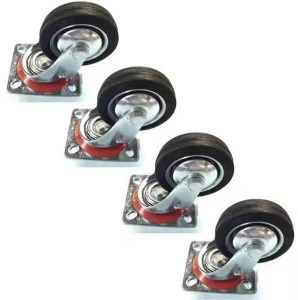 Industrial Top Plate Swivel Locking Castors with Steel Core Black Rubber Wheel
