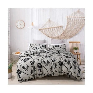 JHT high quality 3 piece printed floral duvet cover set with pillowcase for home textile