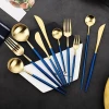 Jieyang luxury elegant 18/10 silver stainless steel restaurant bulk  flatware set custom gold plated reusable cutlery set