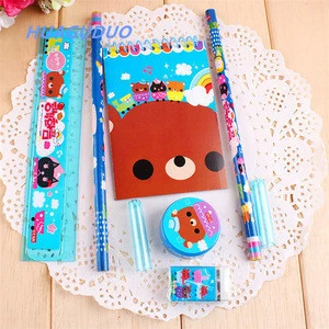 kawaii stationery set gift set 8-piece set personalized pencil  for kids custom cheap wholesale coloring book with pencils