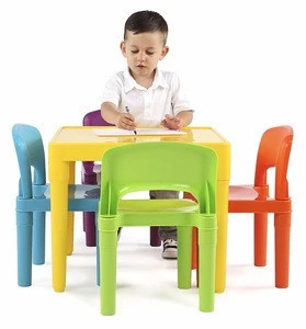 Kids Plastic Table and 4 Chairs Set, Vibrant Colors small plastic chairs