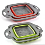 Kitchen Foldable Plastic Strainer,Collapsible Colander with Handle,Space-Saver,Square shape