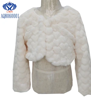 latest design long sleeves embossed white fur children coats  White Fake Fur Kids Shawls  for kids hilds fur jacket coat