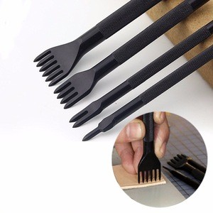 Leather Craft Punch Tools Kit 18pcs Stitching Carving Working Sewing Saddle Groover Leather Craft DIY Tool