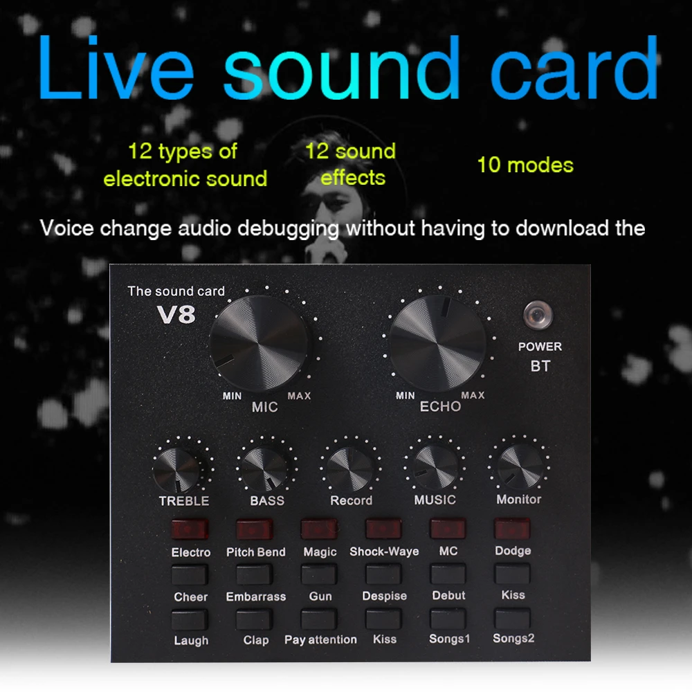 Live Show Soundcard With Audio Interface Audio USB Headset Microphone Personal Entertainment Streamer v8 sound card