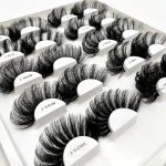 Long Thick Custom logo Lashes DD Curl 30mm Wispy False Eyelashes Fluffy Russian Volume Faux Mink Full Strip Eyelashes
