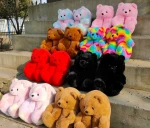 Lovely Animal Women Slippers Winter House Bedroom Indoor Slippers Fur Slides Plush Toys Soft Teddy Bear Slippers