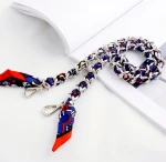 LST91 Luxury fashion 27.5 inch hand bag straps silk scarf wrapped metal chain strap replacement