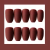 Luxury frosted wine red fake nail long ballerina coffin fake nail