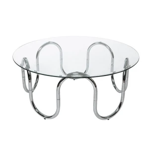 Luxury Furniture Glass Coffee Table with Stainless Steel