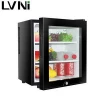 LVNI branded silent 30l transparent glass door table top drinks pepsi mini bar display fridge refrigerator cooler for hotel room
