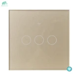 Mammutek Touch electrical switch EU 3 gang time setting wireless smart switch work with alexa google home  golden
