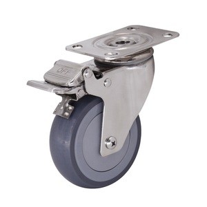 Manufacturer 4&quot; Medium Duty Industrial TPR Swivel Caster wheel With Brake