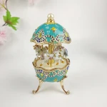 manufacturer pewter  music box  musical jewellery boxes light Blue carousel music box