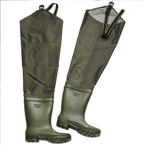 Manufacturer PVC-086 middle tube PVC shoes 100% waterproof  with boots for fishing OEM nylon wader pants