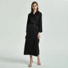 Manufacturers supply home service bathrobe womens plus size silk luxury pajamas lapel long gown sexy pajamas