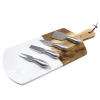 Marble and Acacia Wooden Serving Cheese Board with Stainless Steel Cheese Knives