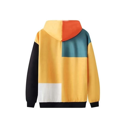 Men clothing factory hot sale multi color block fashion young boy street wear pullovers soft cotton terry sweatshirt hoodie