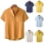 Import Mens casual linen-cotton shirt plain color short-sleeved shirt Summer short sleeved shirt men from China