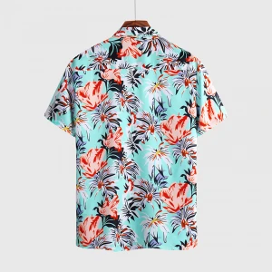 Mens Digital Print Hawaiian Man Casual Shirt for Men