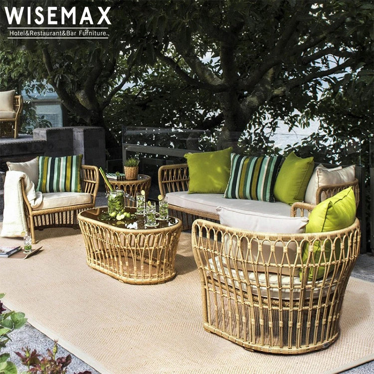Modern Leisure Style Hotel Outdoor Garden Sofa Furniture Weaving Rattan Sectional Sofa Set Wicker Patio Outdoor Sofa