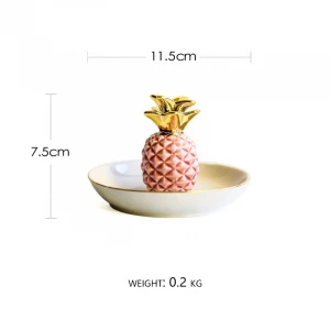 Modern Pink Pineapple Jewelry Tray Earring Holder Rings Display Ceramic Ring Dish