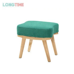 Modern Square shape fabric wooden stool ottoman bedroom  furniture for home