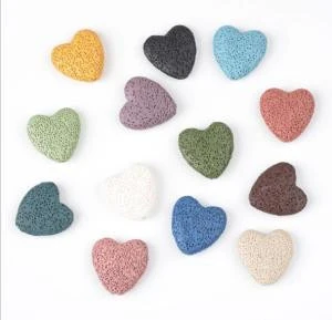 Multicolor Heart Shaped  Lava Stone  Loose Bead  Charm Natural Stone Beads For DIY Jewelry Making