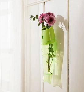 Multicolor transparent wall-hanging plastic vase