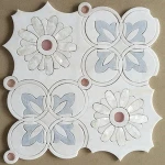 Natural carrara beige stone marble waterjet mosaic