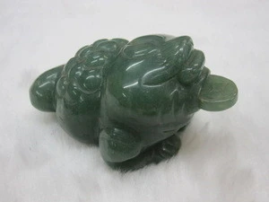 natural gemstone large Chinese style carving craft green aventurine jade carved Fortune animals Qi Lin