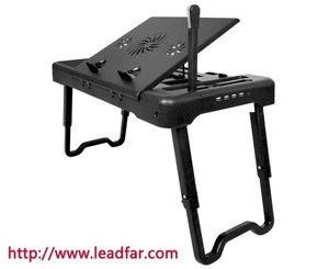 NBT89 Ergonomic tiltable foldable  fan cooled laptop table with LED light and USB hubs