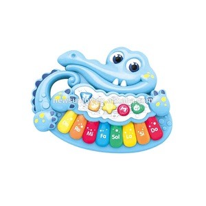 New design crocodile musical instrument kids musical keyboard piano intelligence toy set electronic organ toy for kids.