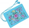 New design light blue silk embroidery brocade silk jewelry pouch with tie close