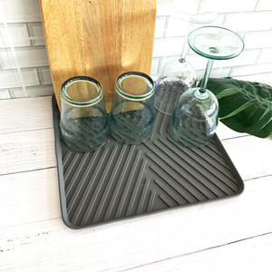 NEW Design Silicone Drying Mat Anti-Bactetial Kitchen Dish Drying Mat Large Drying Pad