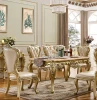 New model European style solid wood champagne golden square dining table set