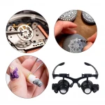 New Watch Repair Jeweler Maintenance Magnifying Glasses Head Wearing Tool Double Eyes Magnifying Glasses With LED Light