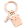 New woman bags wallet pure color PU leather keyring bracelet keychain fringed small wallet.