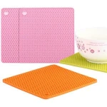 Non-Slip Coaster Multi-Use 4pc Folding Square Round Pan Pot Holder Foldable Mat Pad Silicone Trivet for Hot Dishes Set