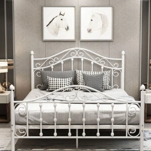 Nordic double forged iron bed modern cheap metal simple iron frame bed