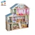 Import OEM/ODM girls wooden large dolls house with furniture W06A355C from China