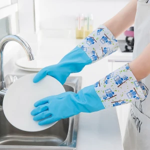 Open Dishwashing Gloves Kitchen Thicken Rubber Laundry Waterproof Housework Winter Plus Velvet Cleaning gloves
