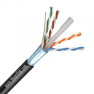 Outdoor 4Pair Double sheath Solid Copper Network Cable STP cat6 SFTP cat6 0.56mm 0.57mm 0.58mm 305meter drum