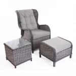 Outdoor Garden Sets Comfortable 3 pcs Rattan Sofa Furniture Foot Rest