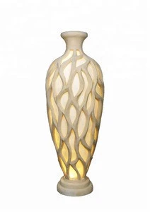 Outdoor Sandstone Resin LED Light Sculpture Vase for Home or Garden Decoration