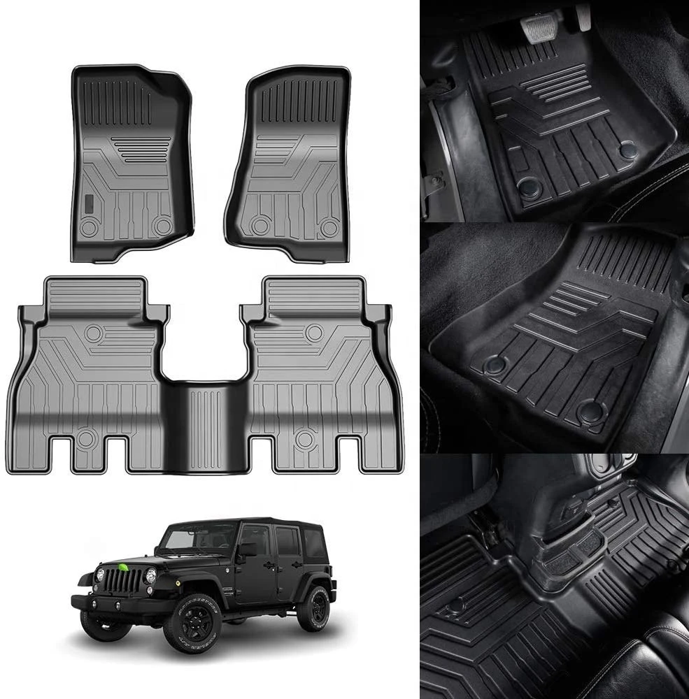 OVOVS Car Interior Accessories All Weather 3D TPE Car Floor Mats For-2021Jeep Wrang-ler JL Unlimited 4-Door