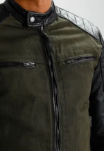 Pakistan clothing manufacturers custom winter leather polyester cotton patchwork jacket casual outdoor motorcycle jacket for men