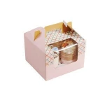 paper cake box with handle full color printing white card decorative paper box logo printed